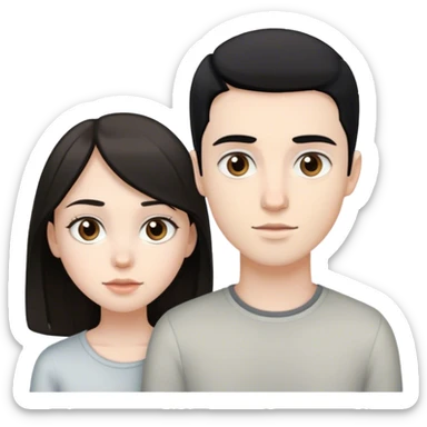 pale brunette girl with brown eyes and pale boy with black hair and grey eyes sticker