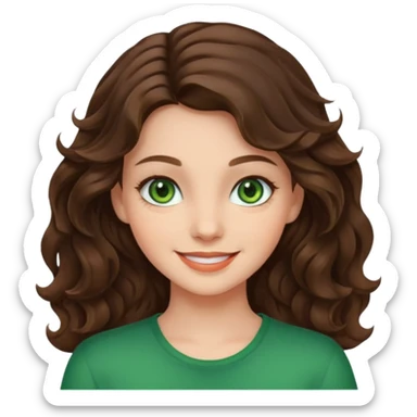 A girl brunette wavy hair green eyes sticker