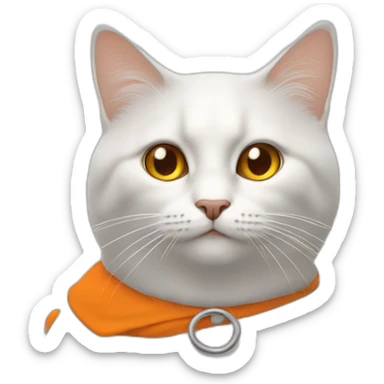Un chat debout sur deux pates orange avec un visage blanc sticker