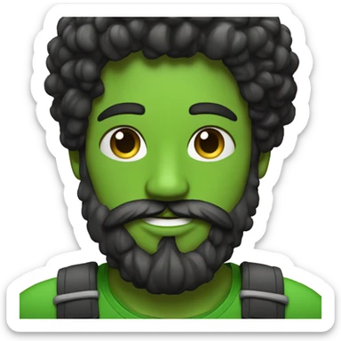 Homme cheuveu boucle et barbe noir  aux yeux vert avec une barbe qui fait un bisous avec un coeur sticker