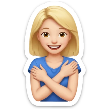 Arms crossed holding neck laughing girl  sticker