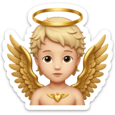 cupid head with ucte little wings and golden angel halo sticker