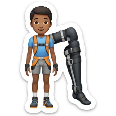 black boy with leg brace  sticker