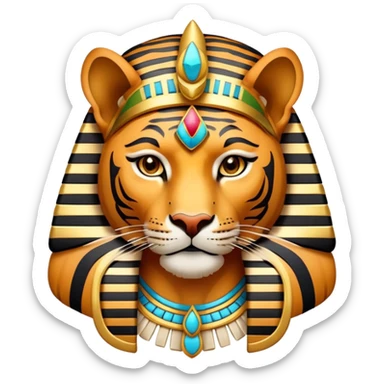 Tiger pharaoh with Egyptian headdress sticker