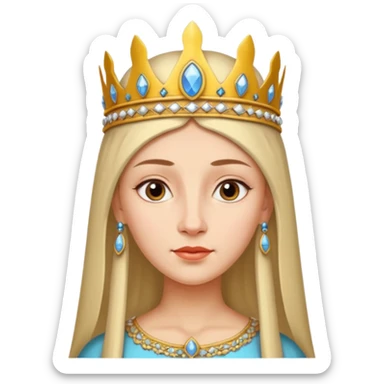 Princess Olga, Kievan Rus, fair oval face with a high forehead, straight nose, thin lips and fair hair gathered under a headdress. sticker