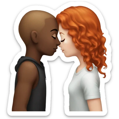 Red head girl kiss black head girlfriend  sticker