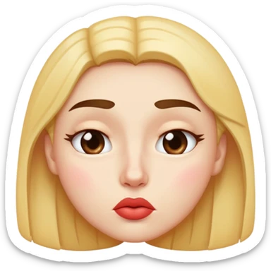 Kissy face with squinted eyes and one eye brow raised sticker