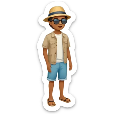 A person standing at the edge of the ocean, looking at the vast waves in front of them. The waves are playful and inviting (fun & play), the deep water is calm and powerful (relationships & meaning), and the beach walk is peaceful, with footprints marking the sand (being present & savoring life).  sticker