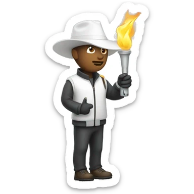 Person with pointy white hat and a torch in hand sticker