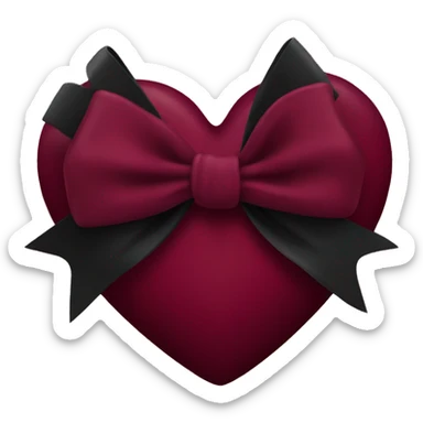 Burgundy heart with a black bow sticker