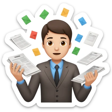 create an emoji of a person juggling lots of work loooking stressed out sticker