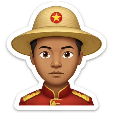 Cinematic Realistic Ho Chi Minh Portrait Emoji, depicted as a determined revolutionary leader in traditional attire with a humble expression, rendered with lifelike textures and soft natural lighting that captures his enduring legacy. sticker