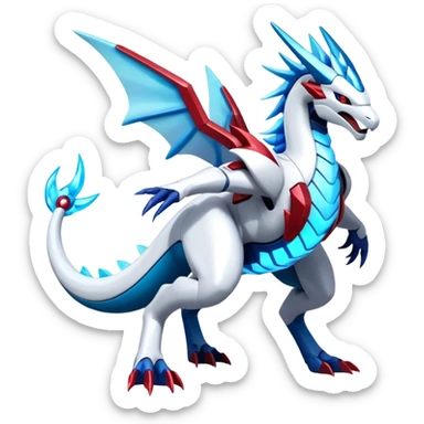 Futuristic Kyurem-reshiram-salamence-dialga-suicune-hybrid, full body sticker