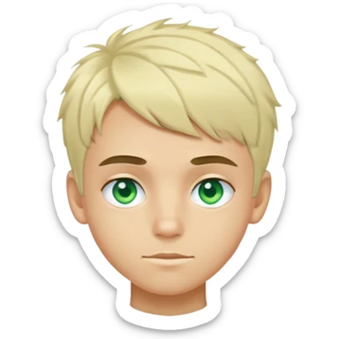 A thin Brazilian boy with light hair and bright green-blue eyes, a short tousled haircut, light eyebrows, and fair skin sticker