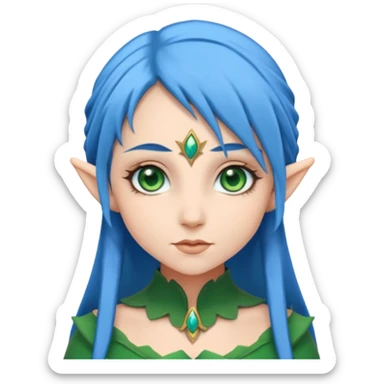 elf woman with blue hair sticker