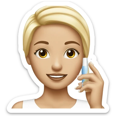 girl with blonde hair doing skincar sticker