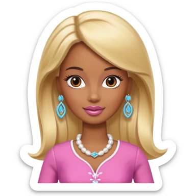 Brown skin blonde hair Barbie with Lilly in hair  sticker