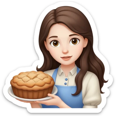 beautiful pale brunette girl with long hair baking sticker