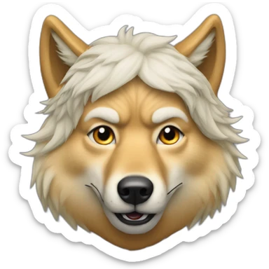 Donald Trump as a wolf with wig sticker