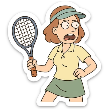 cartoon style tennis racket, colorful, simple shapes sticker