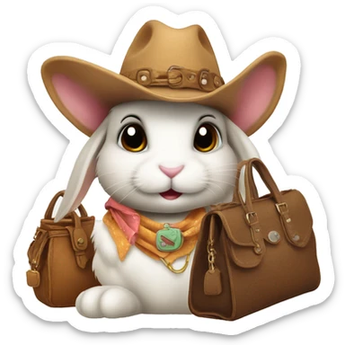  A bunny rabbit with a cowgirl hat on with a handbag sticker