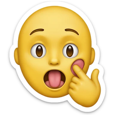 yellow face emoji with one hand grabbing its own throat, distressed expression, tongue out sticker
