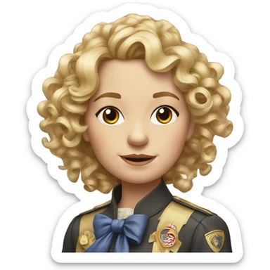 Nellie Olsen with blonde curls with ribbons very detailed and realistic sticker