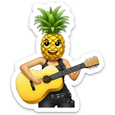 a female punk pineapple playing guitar sticker
