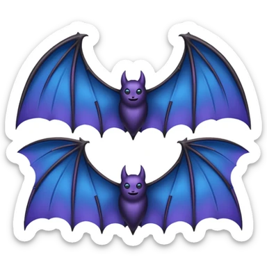 Dark fantasy bat wings, symmetrical, sharp edges, deep black with subtle blue-purple highlights, realistic, high detail, isolated on black background sticker