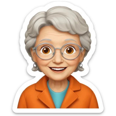 a granny with orange coat sticker