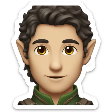 dark choppy hair introvert elf ranger attractive male sticker
