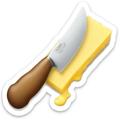 A curl of margarine on the tip of a serrated knife sticker