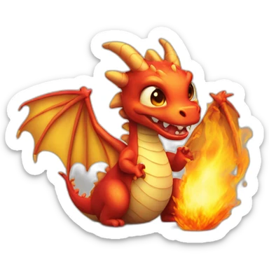 A cute dragon spiting fire sticker
