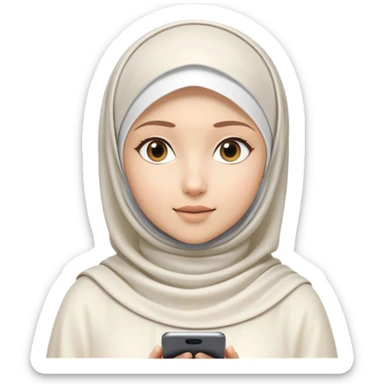 girl with white hijab working with augmented reality and metaverse, digital code, virtual machine artifacts floating around her sticker
