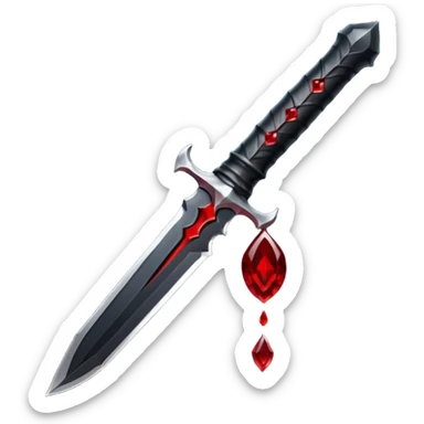 iOS emoji, dark fantasy dagger, obsidian blade, runes, blood drop, clean render, minimalism sticker