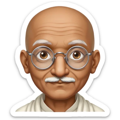 Mahatma Gandhi, Indian freedom fighter with round glasses and bald head sticker