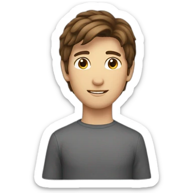 Brown hair long face male youth sticker