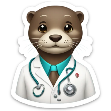 Otter wearing a doctors coat sticker