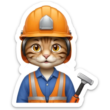 cat, handyman Outfit, wearing a Helmet sticker