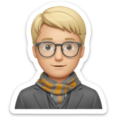 gray scarf male blond hair with suit glasses sticker