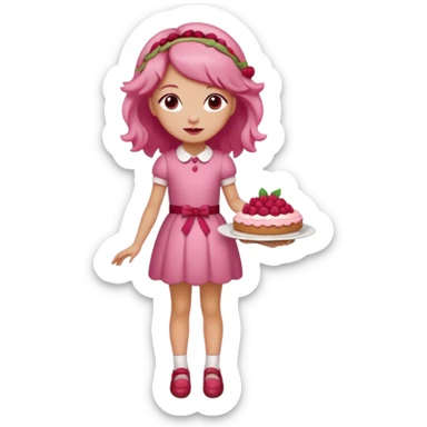 Raspberry torte human full body and legs girl with a raspberry barrette on her hair sticker