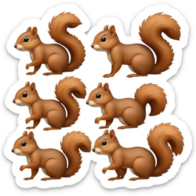 6 squirrels looking and amazed with awe sticker