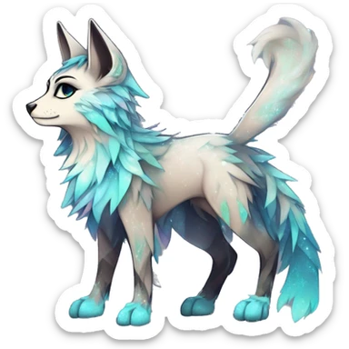 Cool cute Kawaii edgy ethereal futuristic modern epic fantasy animal sparkle fursona Fionbri creature by griffsnuff & LiLaiRa & Falvie full body sticker