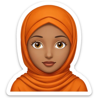 brown skinned woman with orange hijab sticker