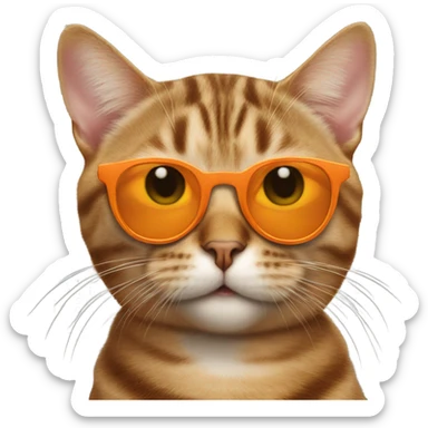 Tabby cat orange wearing Beatles sunglasses  sticker