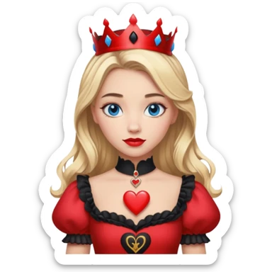 Freya Skye lose my head junior Eurovision 2022 red queen of hearts style blonde half up half down hair, blue eyes sticker