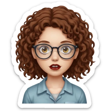 zombie girl with brown curly hair and glasses  sticker