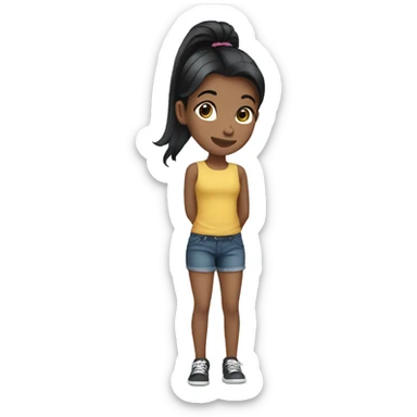 black haired ponytail girl sticker