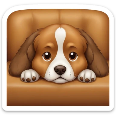 tired dog lying on a sofa sticker