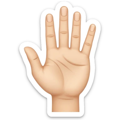 a hand with the palm facing the screen, the thumb, index and middle fingers are open sticker